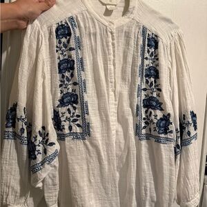 H&M Cream Button-Up Blouse